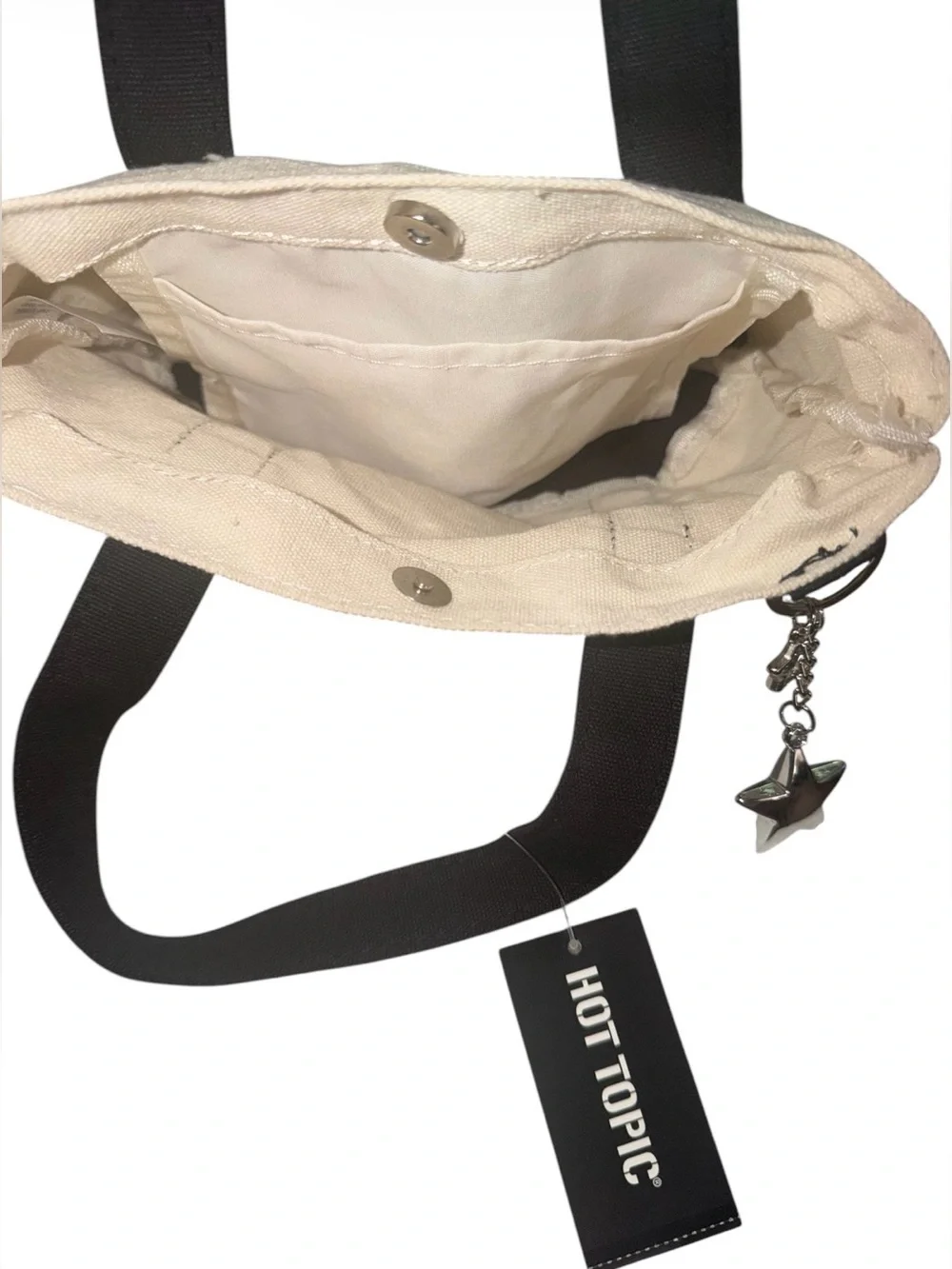 *new* Hot Topic Star Charm Mini Tote Bag - Black & Cream